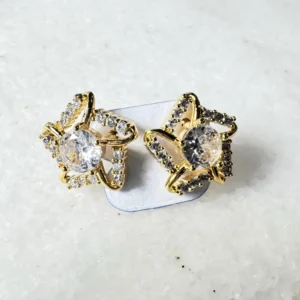 Starburst Zirconia Gold Stud Earrings | Signature Collection